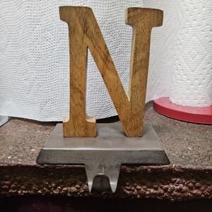 Christmas Stocking Holder Wooden Letter N